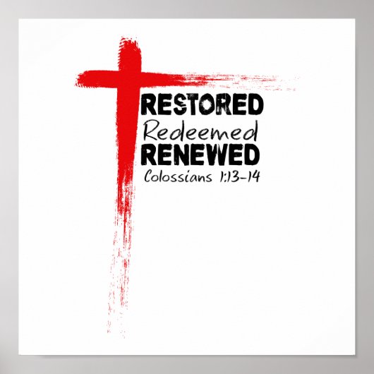 キリスト教聖書聖句コロサイ1:13-14 Cross ポスター (正面)
