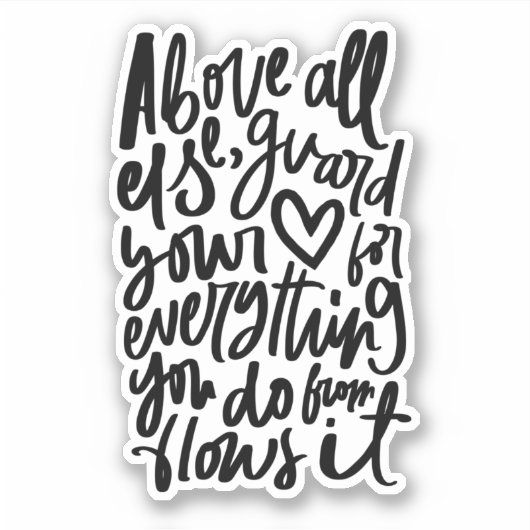 キリスト教聖書聖句ステッカー – 箴言4 23 シール (正面)