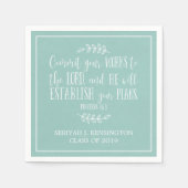 キリスト教聖書聖句タイポグラフィティール（緑がかった色）卒業 スタンダードカクテルナプキン (正面)