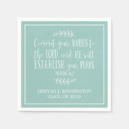 キリスト教聖書聖句タイポグラフィティール（緑がかった色）卒業 スタンダードカクテルナプキン