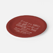 キリスト教聖書聖句タイポグラフィ赤卒業 ペーパープレート (アングル)