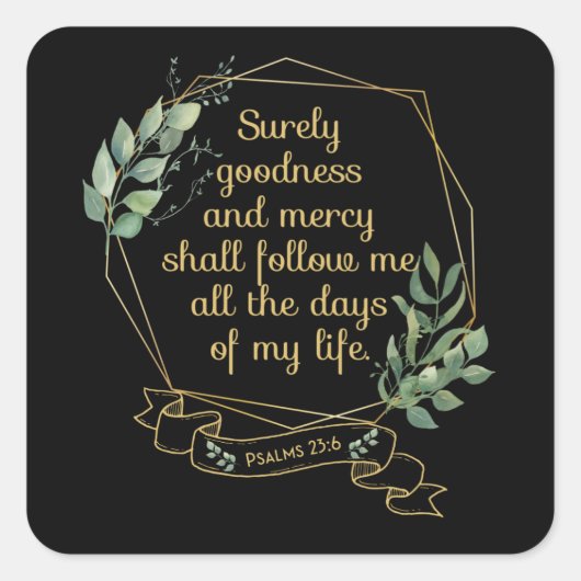 キリスト教聖書聖句引用文詩篇23 6 スクエアシール (正面)