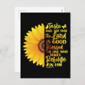 キリスト教聖書詩詩34:8ひまわりの花 シーズンポストカード (正面/裏面)