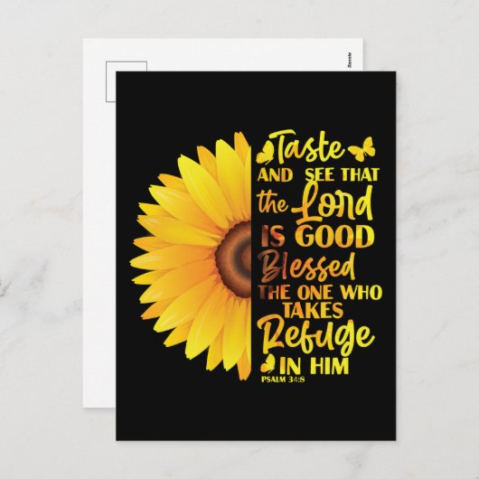 キリスト教聖書詩詩34:8ひまわりの花 シーズンポストカード (正面/裏面)