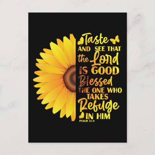キリスト教聖書詩詩34:8ひまわりの花 シーズンポストカード (正面)