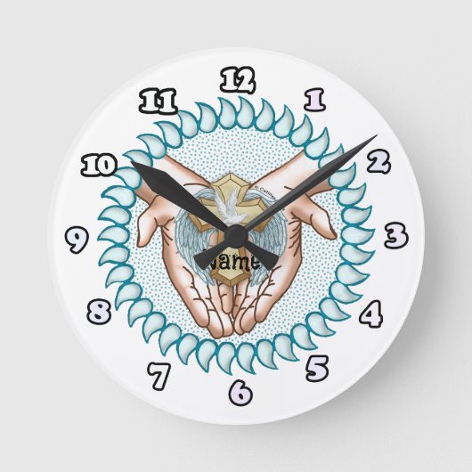 キリスト教聖霊ハンズクロック ラウンド壁時計 (正面)