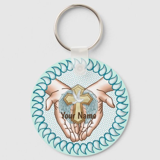 キリスト教聖霊手 キーホルダー (正面)