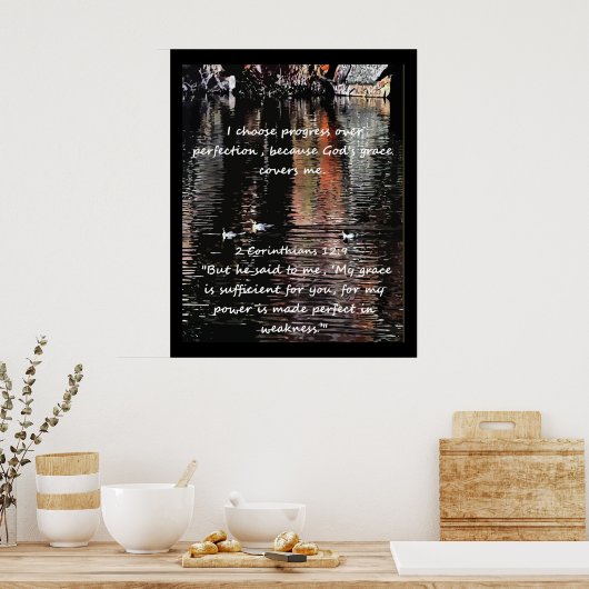 キリスト教肯定引用文と対応する聖書 ポスター (キッチン)