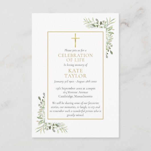 キリスト教葬儀記念緑の祈りの言葉カード 出欠カード (正面)