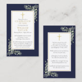 キリスト教葬儀 追悼 緑の植物 祈りのカード 名刺 (正面/裏面)