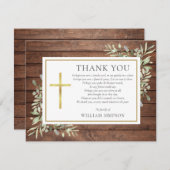 キリスト教葬式素朴木材の緑の詩 サンキューカード (正面/裏面)