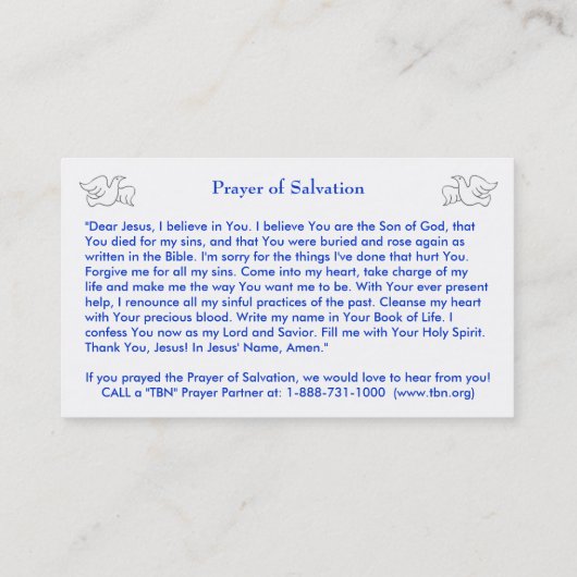 キリスト教証人名刺 名刺 (裏面)