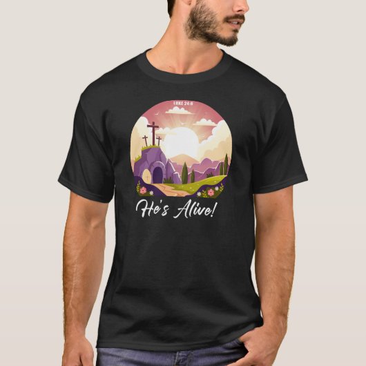 キリスト教過越イースターイエスは生きている Tシャツ (正面)