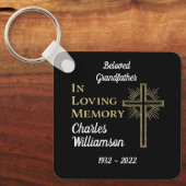 キリスト教金ゴールド十字架レンベルス記念写真 キーホルダー (正面)