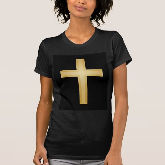 キリスト教金ゴールド十字架 Tシャツ (正面)