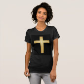 キリスト教金ゴールド十字架 Tシャツ (正面フル)