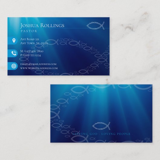 キリスト教魚の記号|ブルービジ感動的ネス 名刺 (正面/裏面)