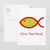 キリスト教魚の記号 – 赤金ゴールド ポストカード (正面/裏面)
