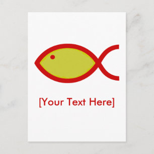 キリスト教魚の記号 – 赤金ゴールド ポストカード