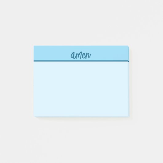 キリスト教 アーメン 付箋 ブルー タイポグラフィー アート (正面)