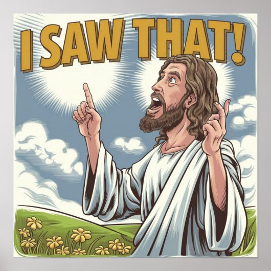 キリスト教 イエスが見てるよ、見ちゃったよJesus ポスター (正面)
