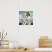 キリスト教　イエスが見てるよ、見ちゃったよJesus ポスター (キッチン)
