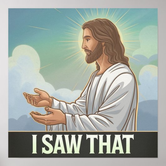 キリスト教　イエスが見てるよ、見ちゃったよJesus ポスター (正面)
