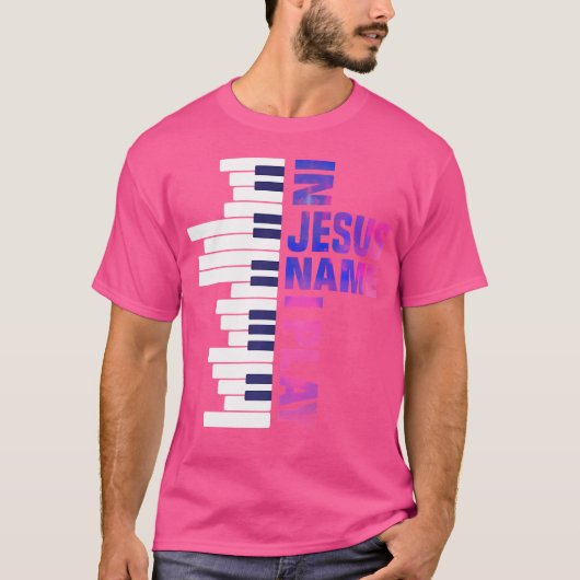 キリスト教 イエスキリスト ピアノ プレーヤー ピアニスト キーボード 演奏 Tシャツ (正面)