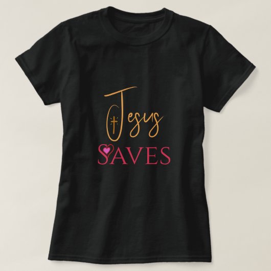 キリスト教 イエス キリスト 救世主 十字架 ハート Tシャツ (デザイン正面)