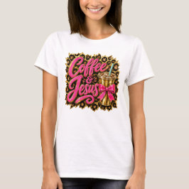 キリスト教 コーヒー イエス ヒョウ柄 コケット リボン Tシャツ