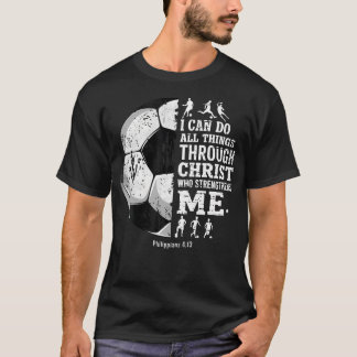 キリスト教 サッカー 私は全てを成し遂げることができる 宗教的 フェア Tシャツ