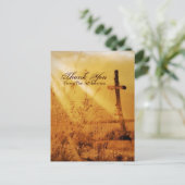 キリスト教 ヴィンテージ カントリー クロス ウェディング サンクス ポストカード (スタンド正面)