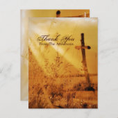 キリスト教 ヴィンテージ カントリー クロス ウェディング サンクス ポストカード (正面/裏面)