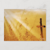 キリスト教 ヴィンテージ カントリー クロス ウェディング サンクス ポストカード (裏面)