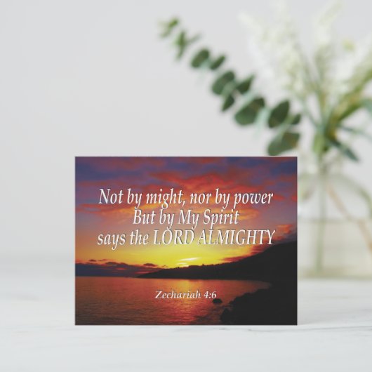 キリスト教 力をもってではなく、権力をもってでもなく ゼカリア4:6 ポストカード (スタンド正面)