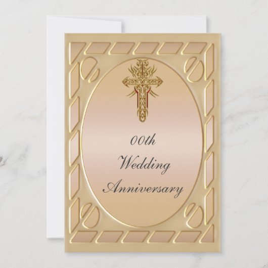 キリスト教 十字架 結婚記念日 パーティー 招待状 (正面)