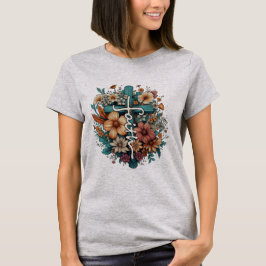 キリスト教 女性 向け 信仰 フラワー Tシャツ