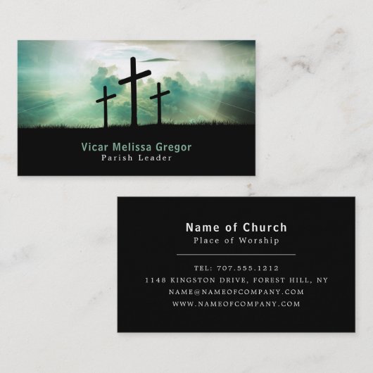 キリスト教、宗教の3つの十字 名刺 (正面/裏面)