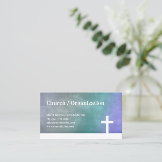 キリスト教 – 宗教色のグラデーション十字架カード 名刺 (スタンド正面)