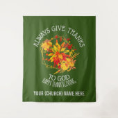 キリスト教 感謝祭 教会 常に感謝する タペストリー (正面)