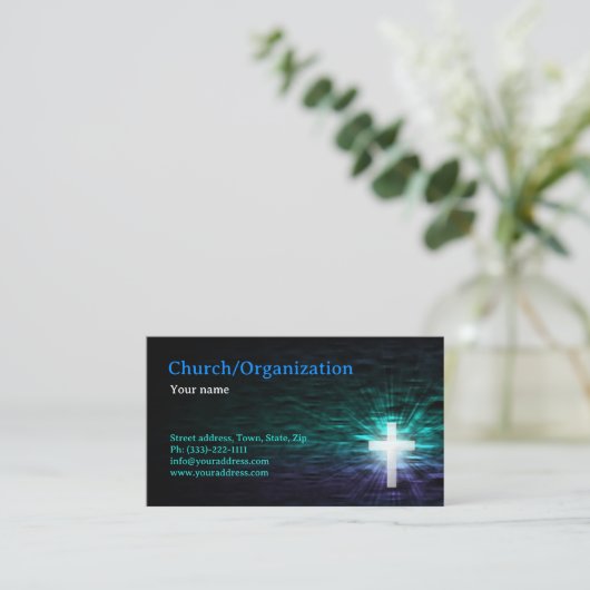 キリスト教 – 水カードの宗教十字架 名刺 (スタンド正面)