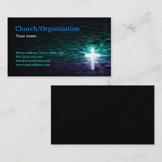 キリスト教 – 水カードの宗教十字架 名刺 (正面/裏面)