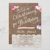 《キリスト教》洗礼式や命名式と秋の最初の誕生日パーティー 招待状 (正面/裏面)