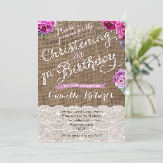 《キリスト教》洗礼式や命名式と誕生日秋パーティーカード 招待状 (スタンド正面)