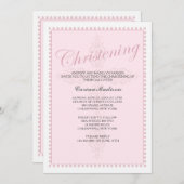 《キリスト教》洗礼式や命名式の十字のピンクの招待状 招待状 (正面/裏面)