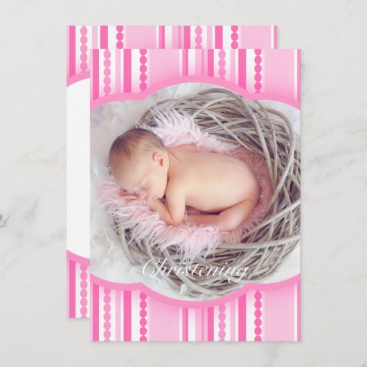 《キリスト教》洗礼式や命名式の女の子の写真の案内 招待状 (正面/裏面)