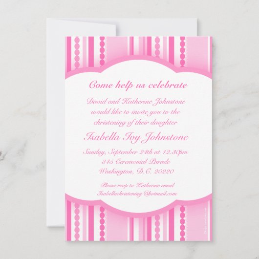 《キリスト教》洗礼式や命名式の女の子の写真の案内 招待状 (裏面)