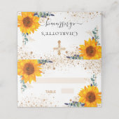 《キリスト教》洗礼式や命名式ひまわりユーカリ金ゴールドグリッター プレイスカード (外部開封)