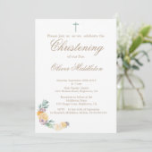 《キリスト教》洗礼式や命名式またはバプテスマフローラグリーン招待状 招待状 (スタンド正面)