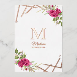 《キリスト教》洗礼式や命名式イニシャル植物幾何学的形状 箔招待状